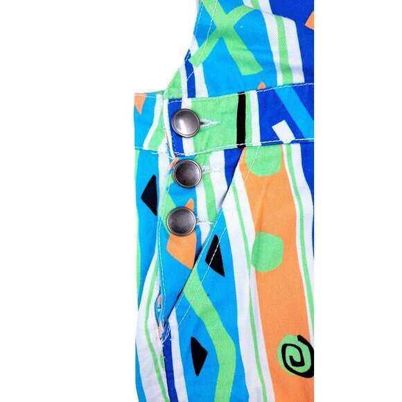 Shinesty Colorful Geometric Wild Print Bib Overalls Retro Look Size Men Medium - Picture 6 of 9